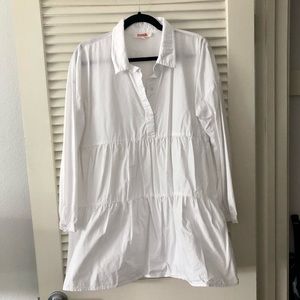 Mazik tiered white collared mini dress